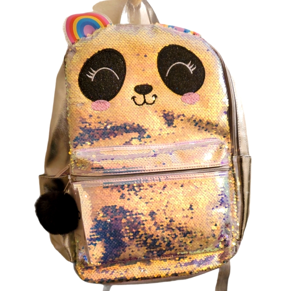 L2D Love2Design Sequin Panda Kids Backpack